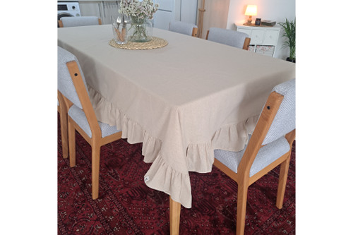 رومیزی ۶نفره لنین مستطیل دور چین جنس لنین نچرال