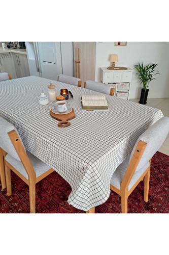 رومیزی چهارخونه ۶ نفره مستطیل